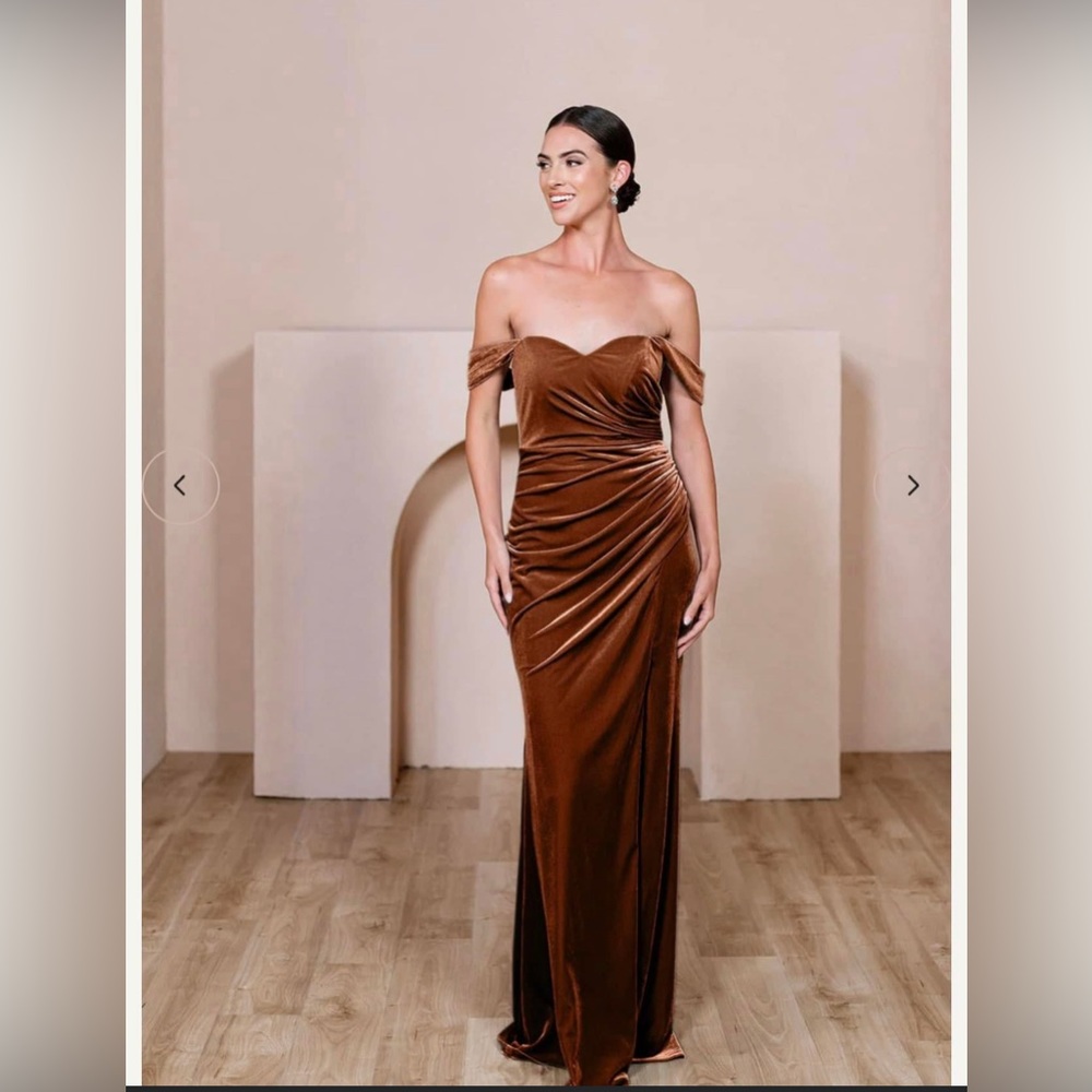 REVELRY - VELVET ARIEL DRESS - RUST